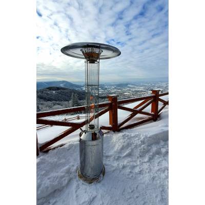 Parasol grzewczy gazowy 2w1, tarasowy promiennik hotelowy XARAM Energy - ETNA (INOX-zewnętrzny) o mocy11 kW; do ogrodu, pubu, restauracji