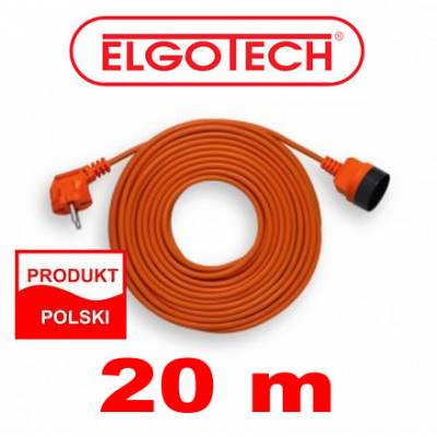 Przedłużacz elektryczny do kosiarki, przewód kosiarkowy ELGOTECH PS-1020-5 długość 20m, żyła 3 x 1mm2 z uziemieniem, w otulinie PCV