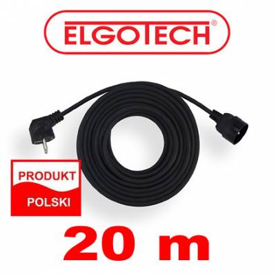 Przedłużacz elektryczny do kosiarki ELGOTECH PS-120G 10A długość 20m, żyła 3 x 1mm2 z uziemieniem, w otulinie gumowej