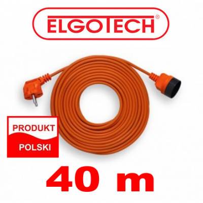 Przedłużacz elektryczny do kosiarki, kabel kosiarkowy ELGOTECH PK-1040 długość 40m, żyła 2 x 1mm2, w otulinie PCV