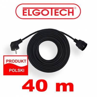 Przedłużacz elektryczny do kosiarki, kabel kosiarkowy ELGOTECH PS-140-G-1,5 długość 40m, żyła 2 x 1,5mm2, w otulinie gumowej